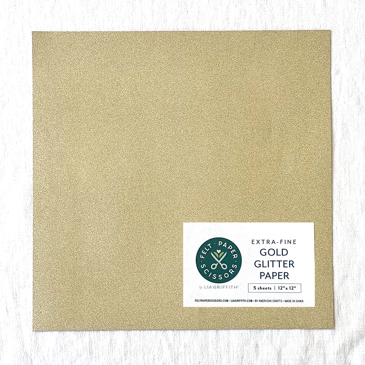 American Crafts Pow Glitter Paper 12x12 Solid/Gold